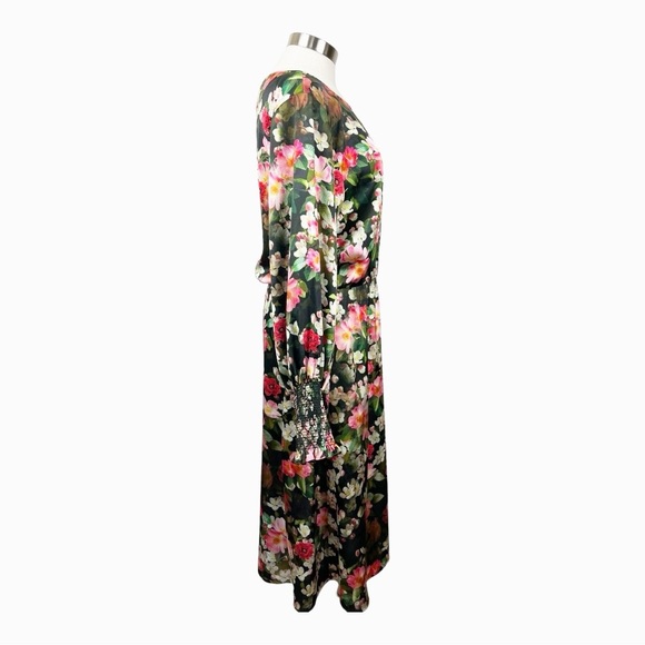 Jay Godfrey Black Floral Print Long Sleeve Dress Size 10 - Picture 6 of 9
